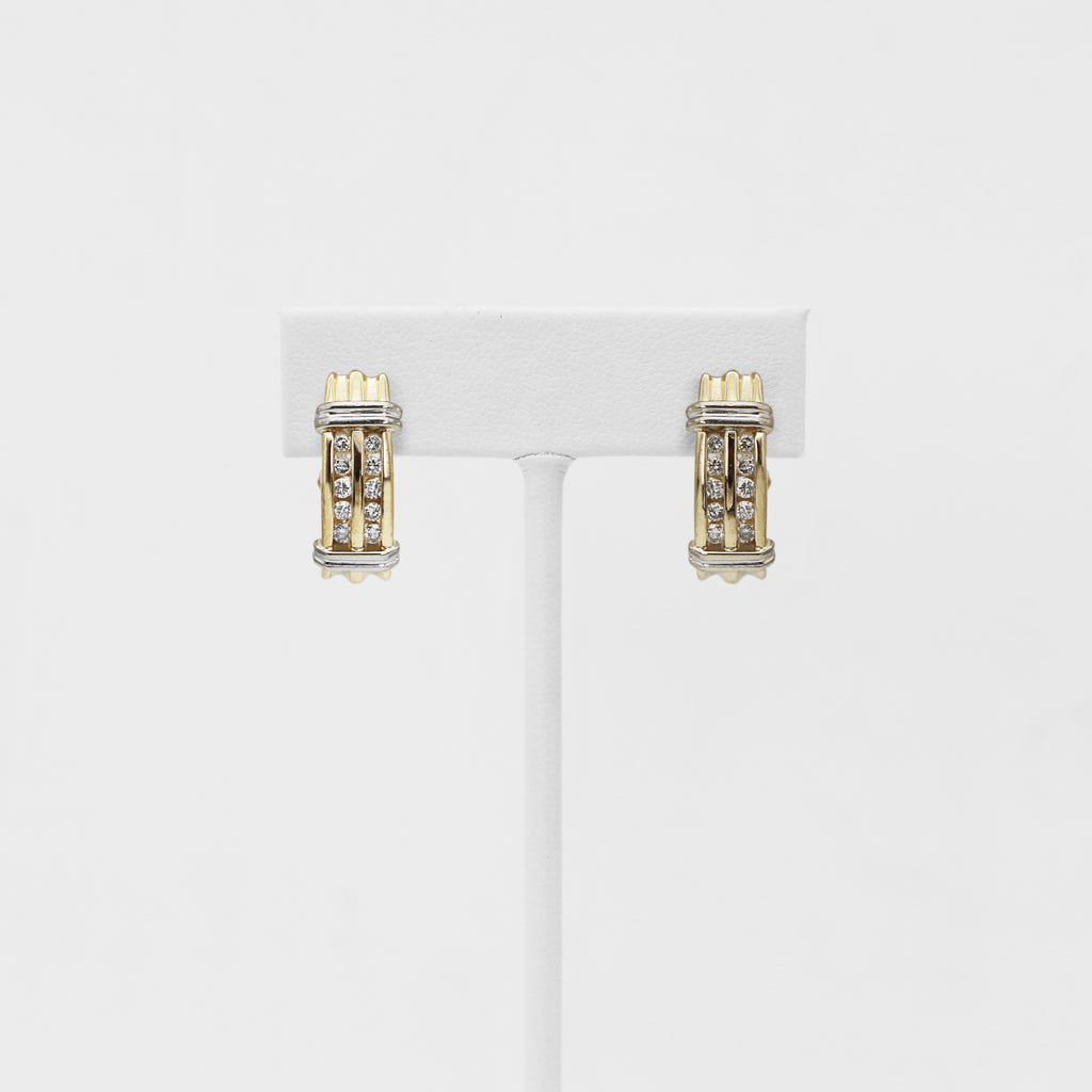 14K White and Yellow Gold Drop Earrings with .50 tcw in Diamonds