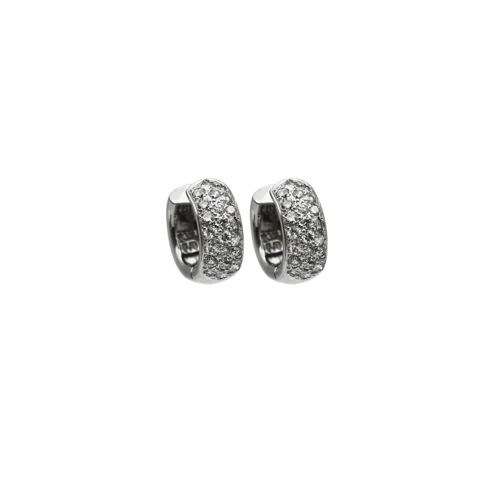14K White Gold 1.0 tcw Diamond Huggie Hoop Earrings