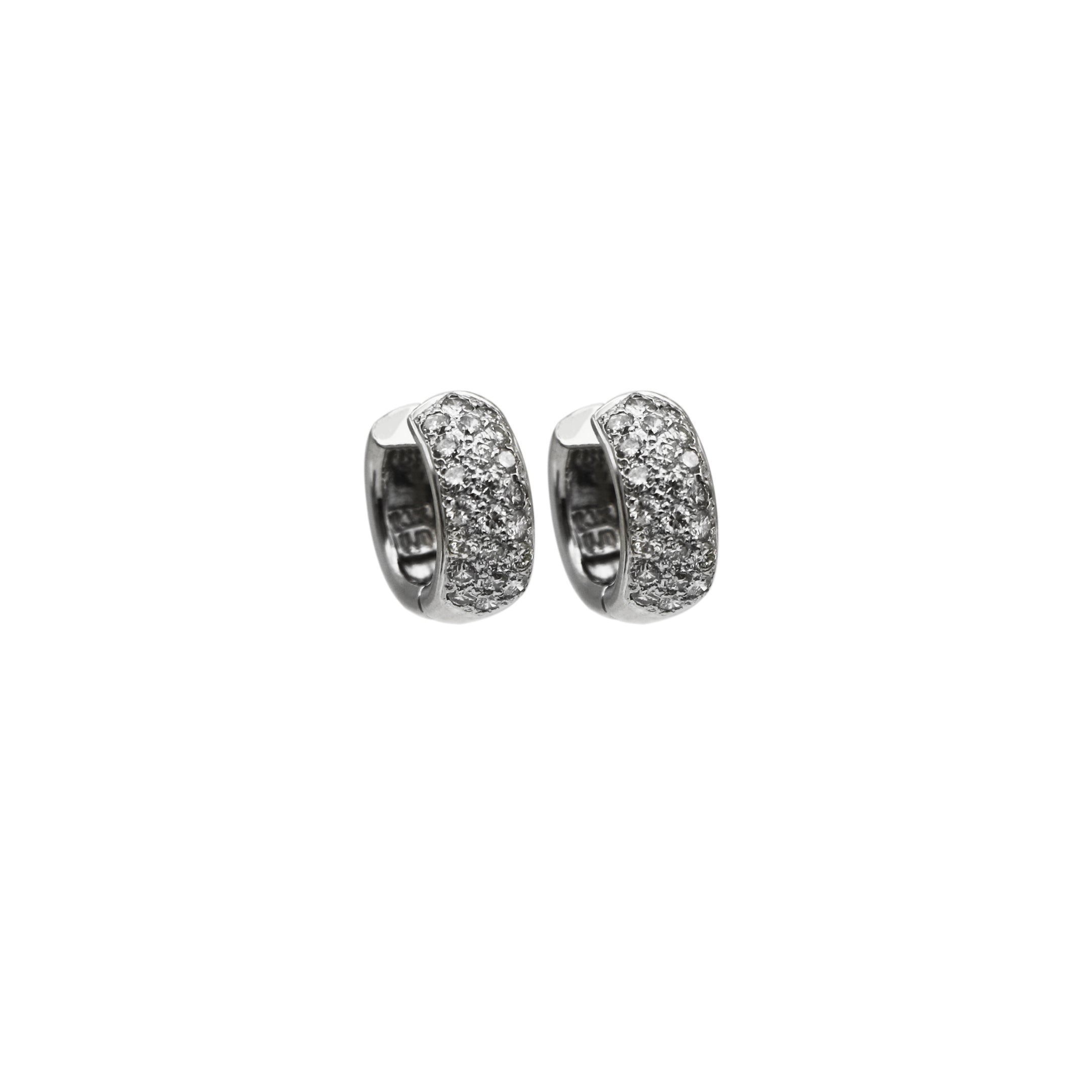 14K White Gold 1.0 tcw Diamond Huggie Hoop Earrings
