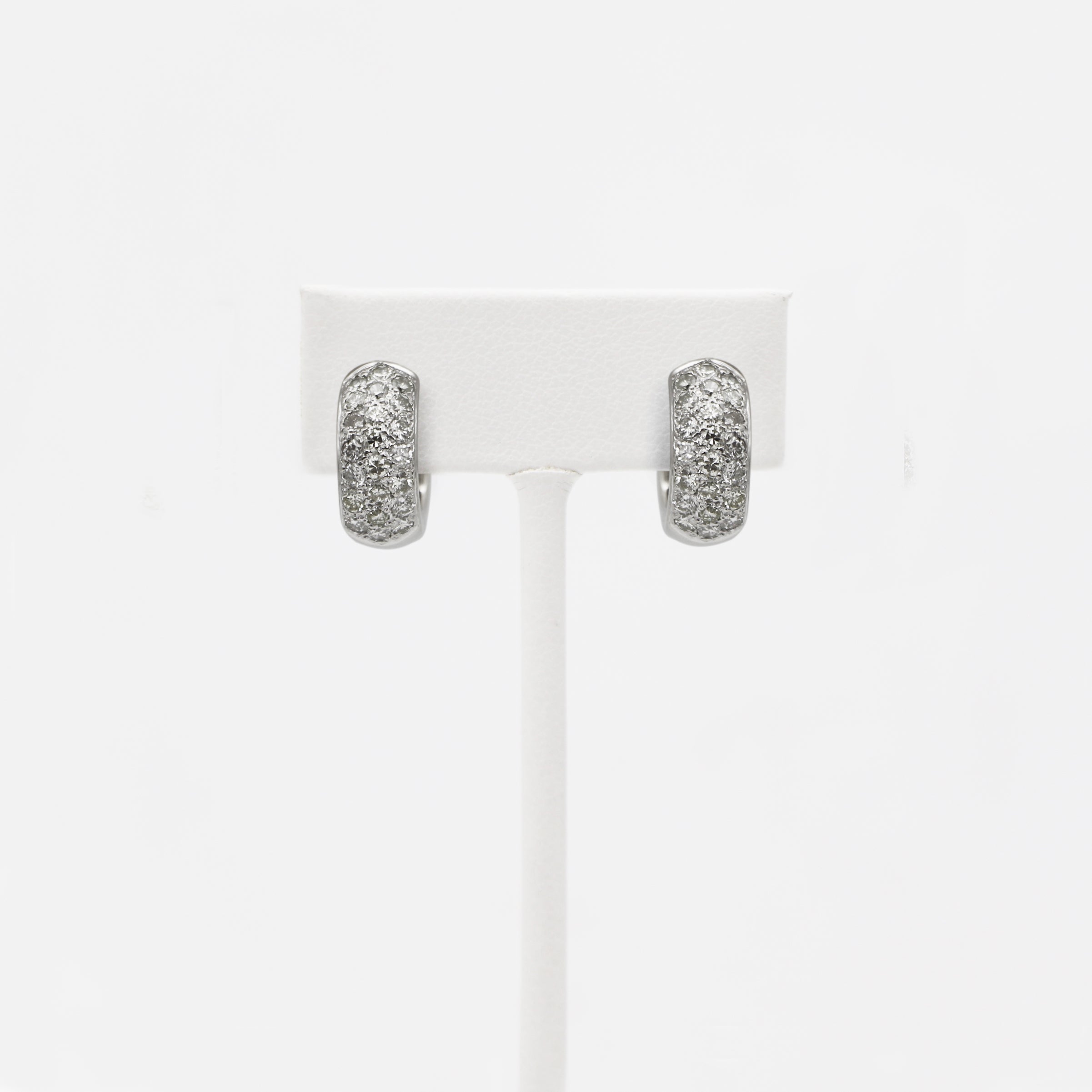 14K White Gold 1.0 tcw Diamond Huggie Hoop Earrings