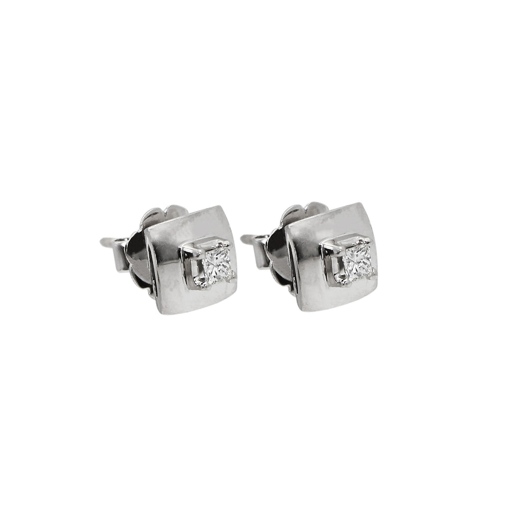 14K White Gold .30tcw DiamondSquare Stud Earrings