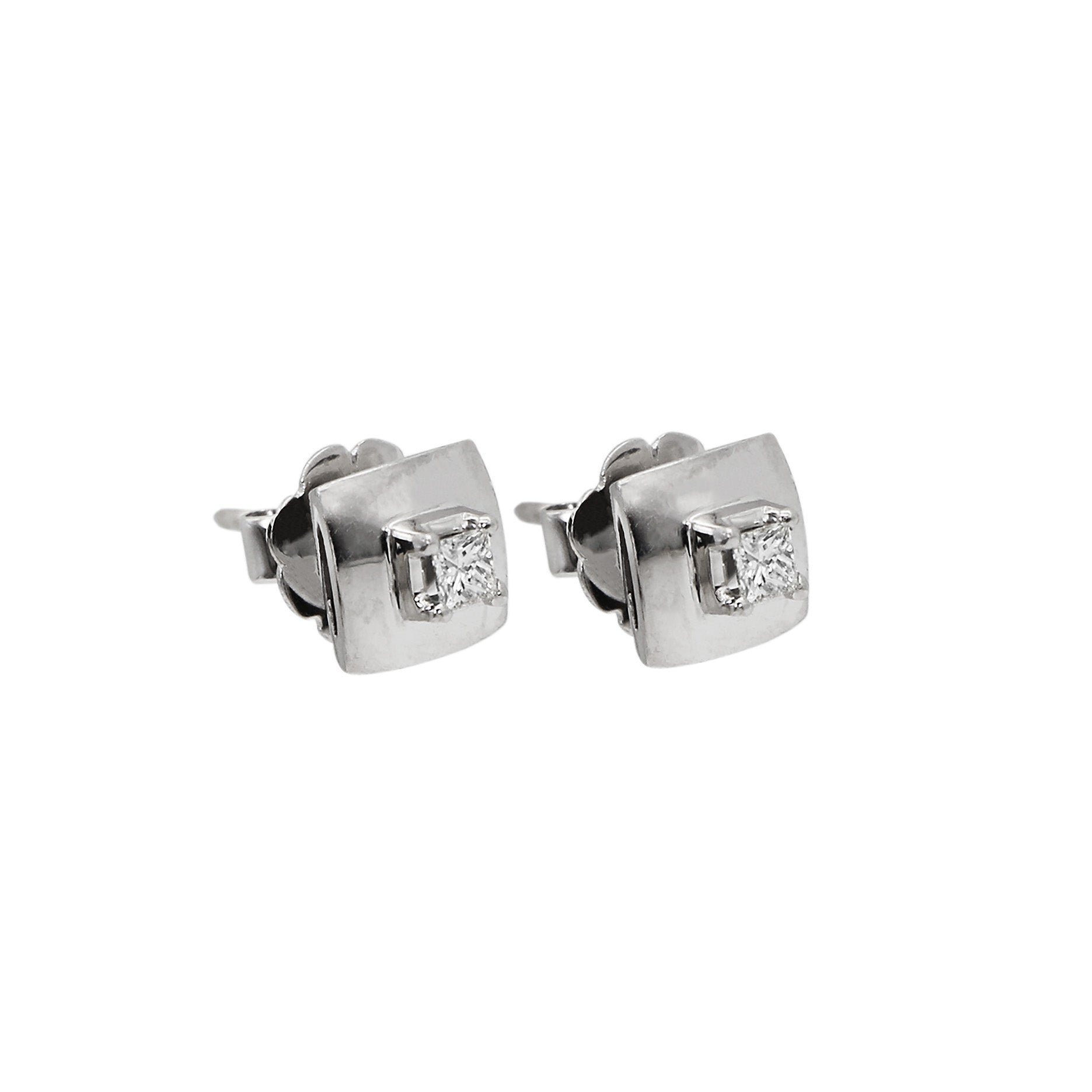 14K White Gold .30tcw DiamondSquare Stud Earrings