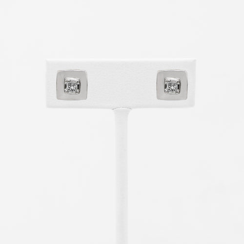 14K White Gold .30tcw DiamondSquare Stud Earrings