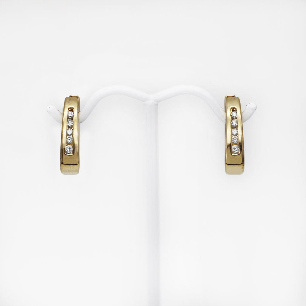 14K Gold Diamond .30 tcw Small Hoop Earrings