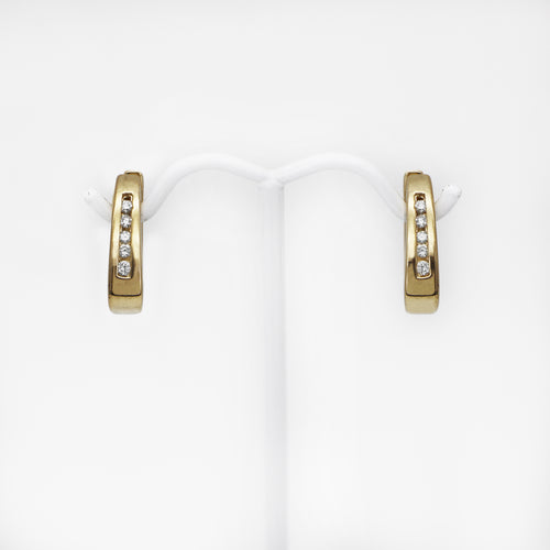 14K Gold Diamond .30 tcw Small Hoop Earrings