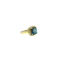 14K Yellow Gold Blue Topaz Diamond Halo Ring