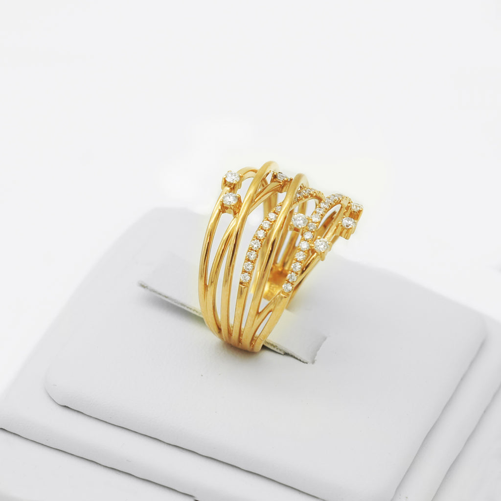 18K Rose Gold Diamond Crossover Ring