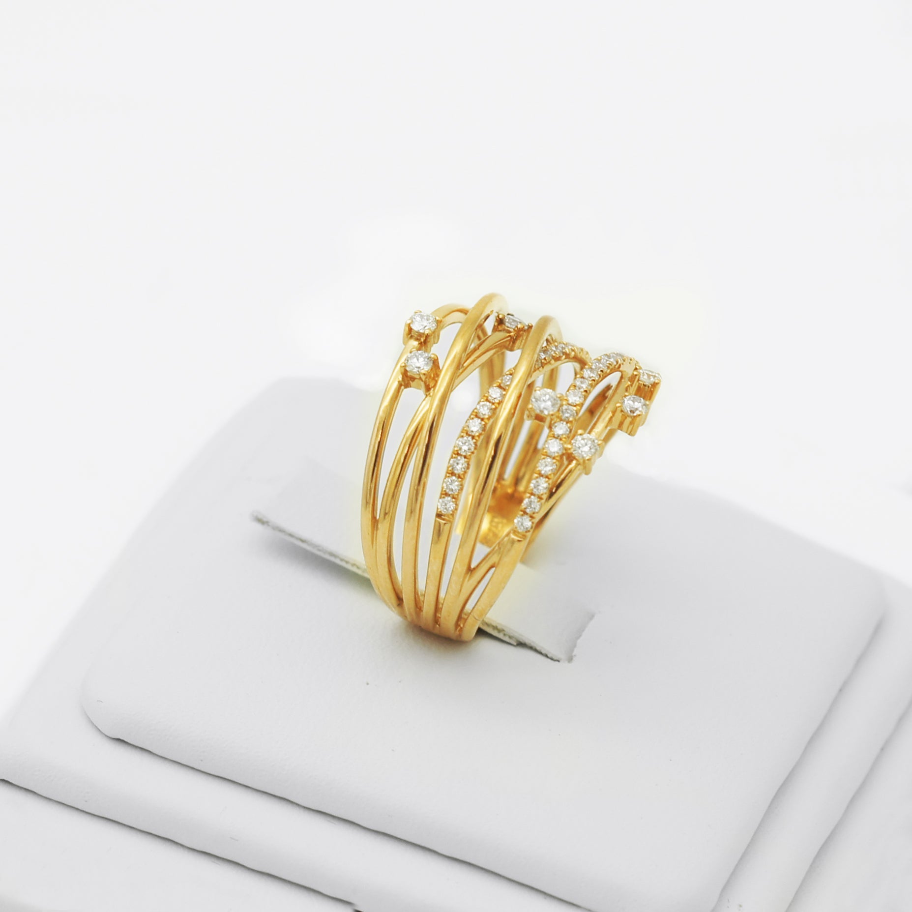 18K Rose Gold Diamond Crossover Ring